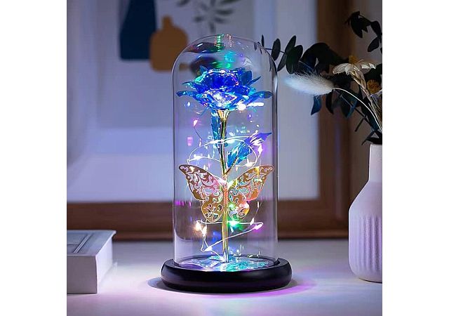 Crafttime Glass Preserved Eternal Rose with Led Light