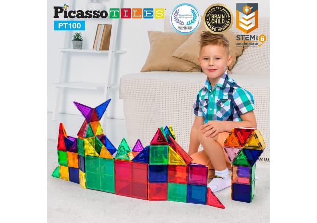 PicassoTiles 100pcs Magnet Building Tiles